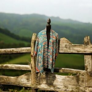 Texas True Turquoise Colorful Boho Kimono Wrap